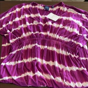 Saks Fifth Avenue Purple and White Ruched dress